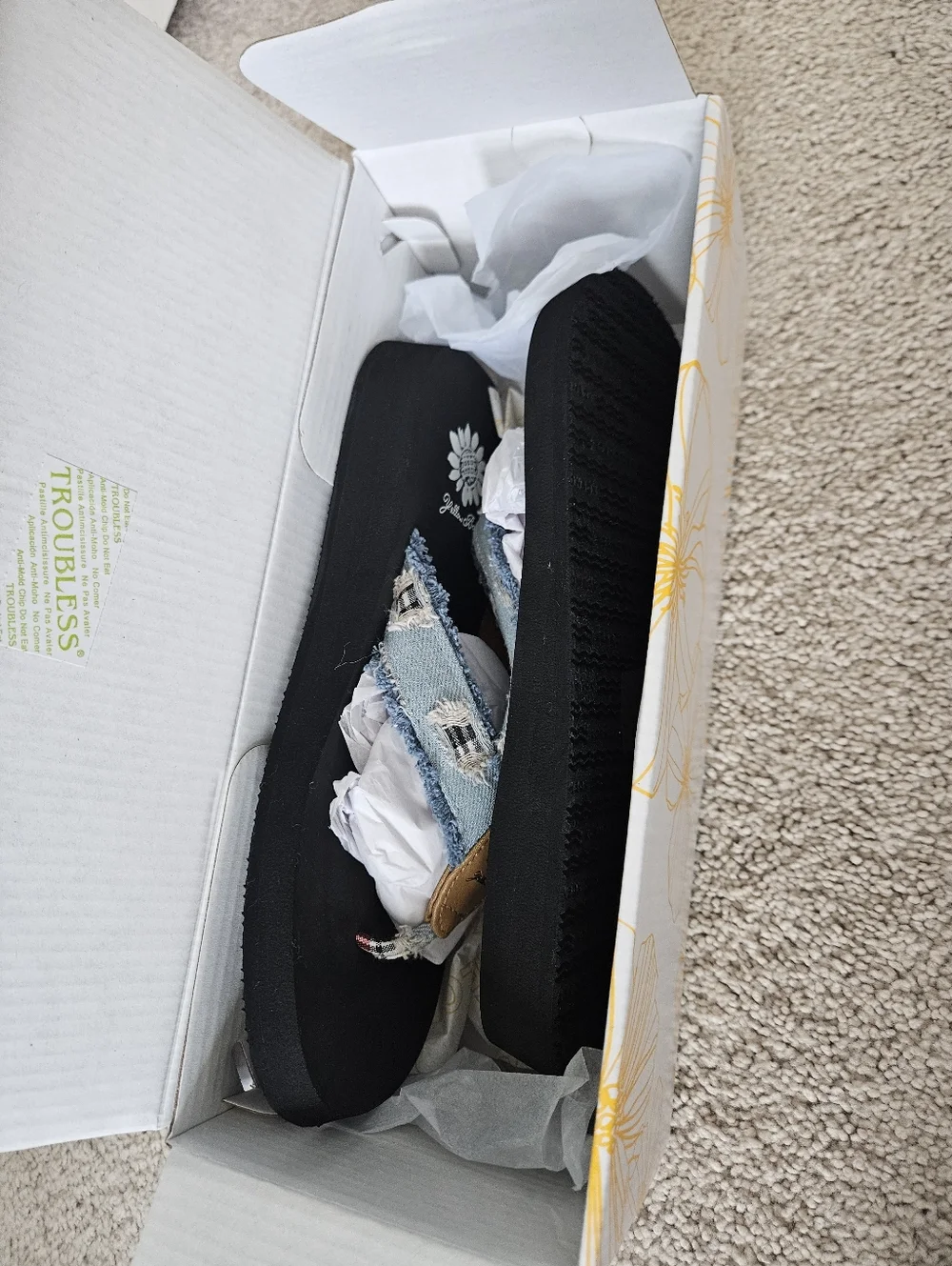 New In Box Yellow Box Yellow Box Faris, Lt. Blue Flip Flop Sizes 7 / 7.5 / 8 - Picture 11 of 16